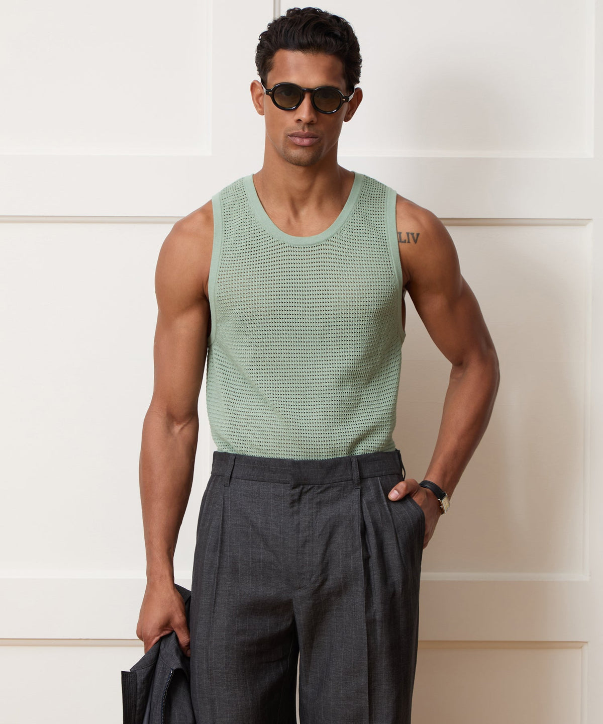 Todd Snyder Luxe Mesh Tank - Faded Jade