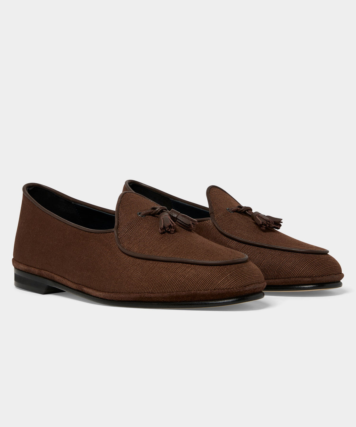 Todd Snyder Rubinacci Marphy Woven Linen Tassel Loafer - Tobacco