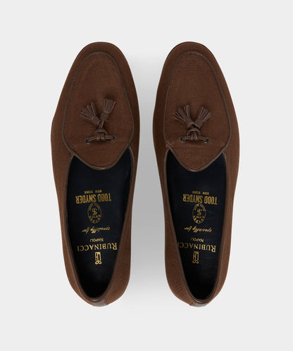 Todd Snyder Rubinacci Marphy Woven Linen Tassel Loafer - Tobacco