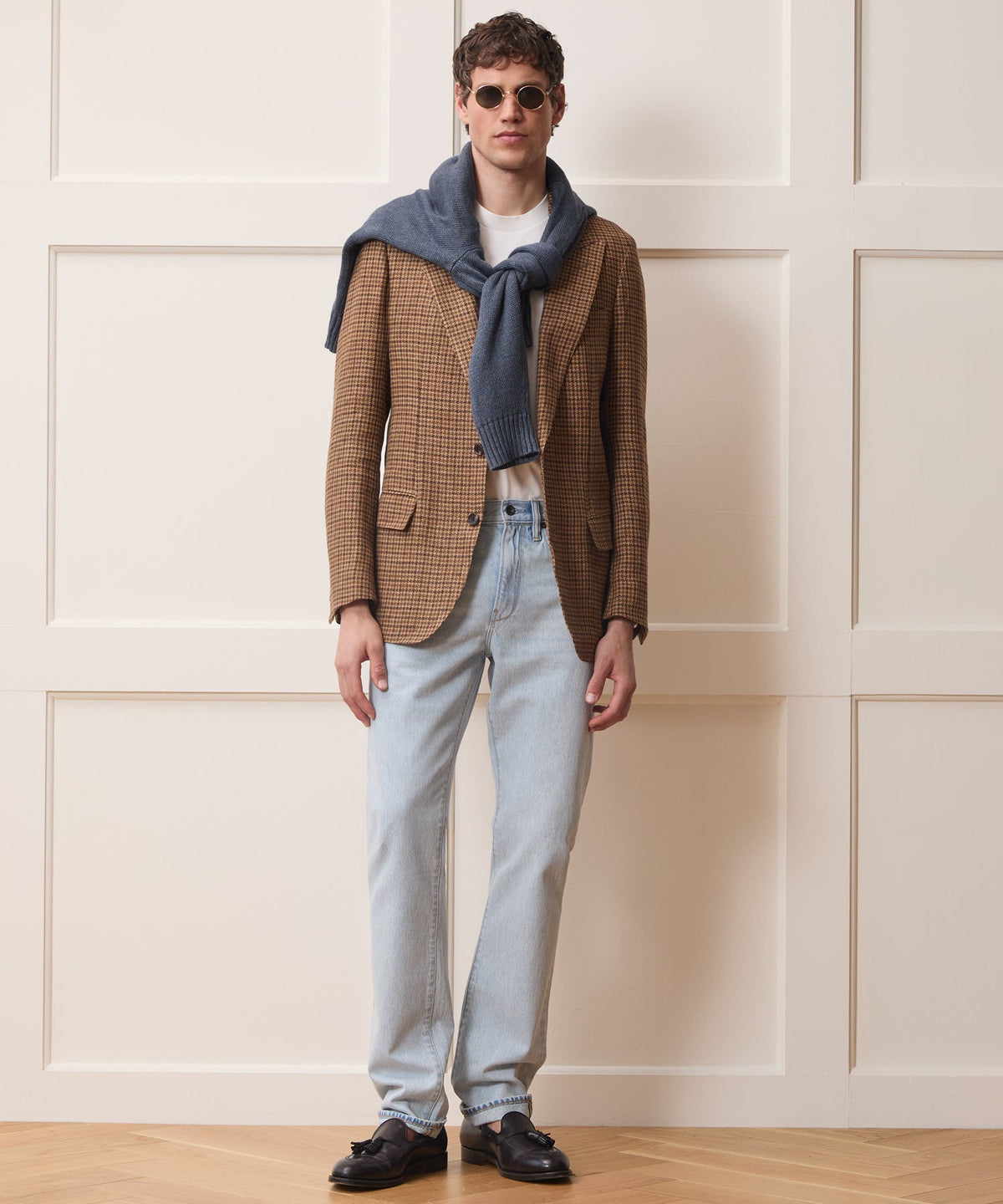 Todd Snyder Italian Linen Houndstooth Sport Coat - Brown