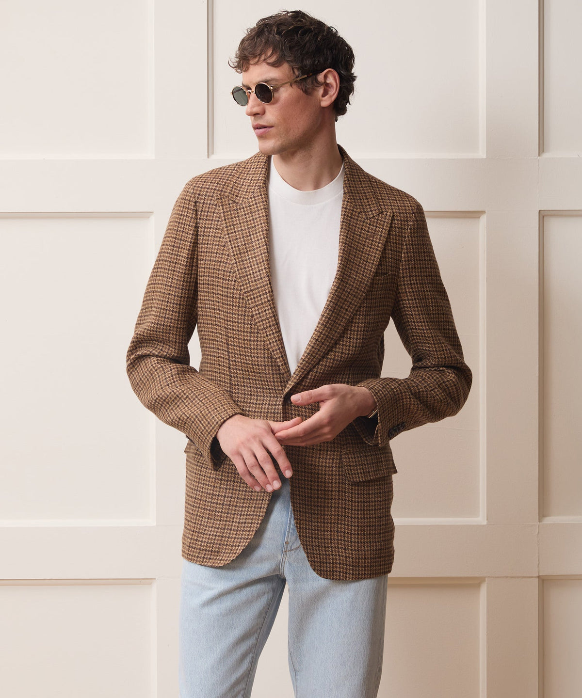 Todd Snyder Italian Linen Houndstooth Sport Coat - Brown