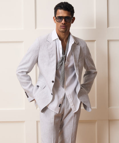 Todd Snyder Italian Striped Linen Sutton Jacket - Light Grey