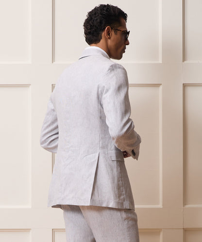 Todd Snyder Italian Striped Linen Sutton Jacket - Light Grey