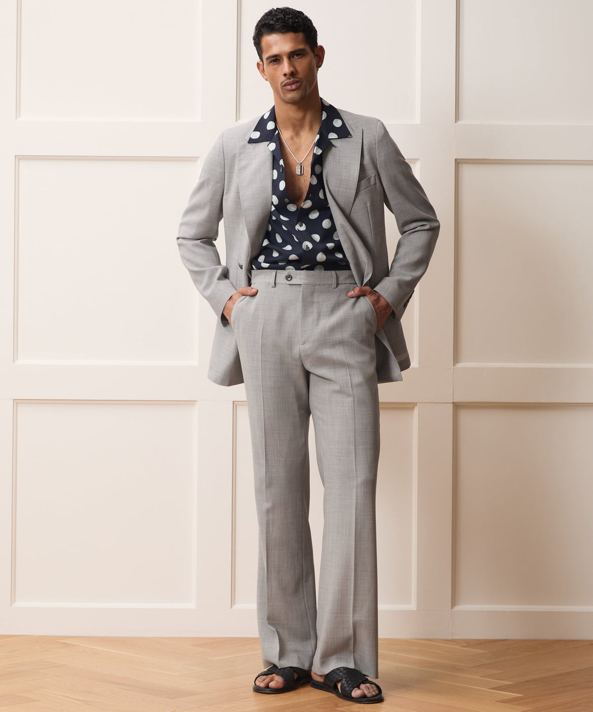 Todd Snyder Italian Wool Double-Breasted Hollywood Jacket - Light Grey