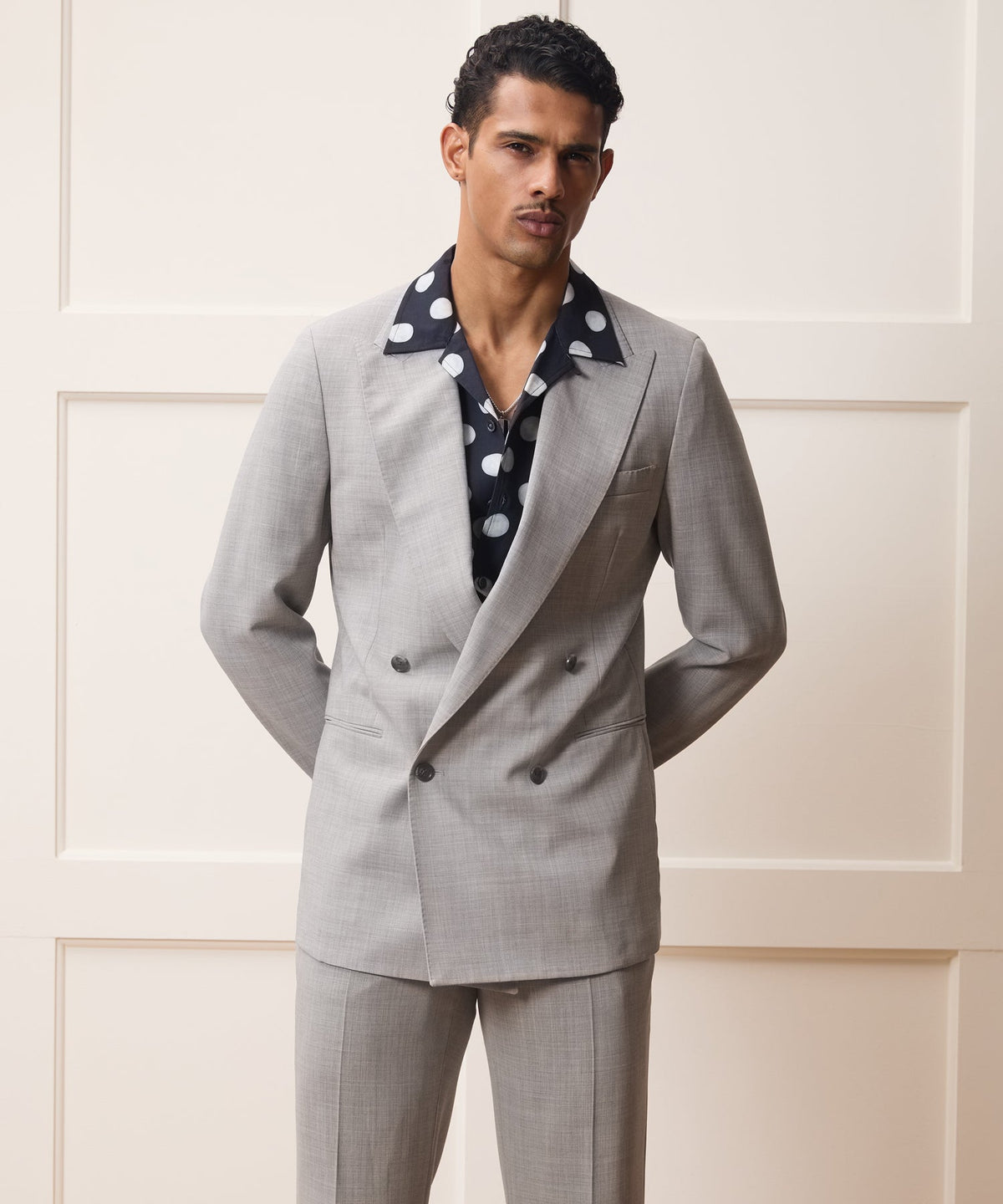 Todd Snyder Italian Wool Double-Breasted Hollywood Jacket - Light Grey