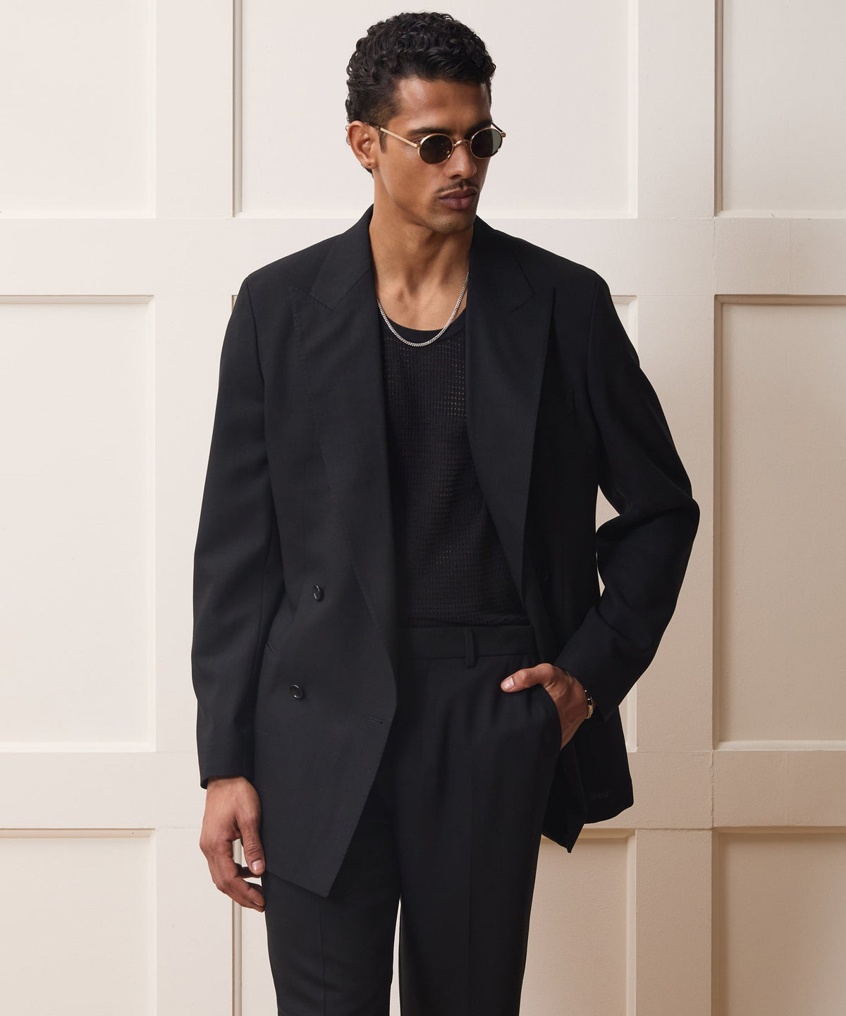 Todd Snyder Italian Wool Double-Breasted Hollywood Jacket - Black