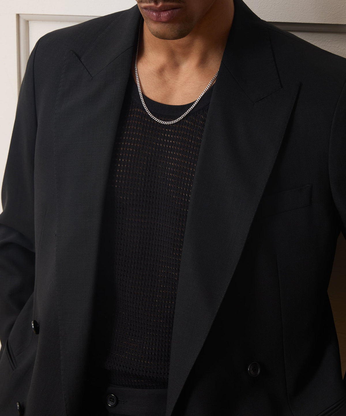 Todd Snyder Italian Wool Double-Breasted Hollywood Jacket - Black
