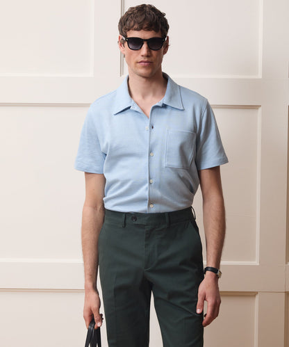 Todd Snyder Italian Linen-Cotton Knit Shirt - Morning Tide