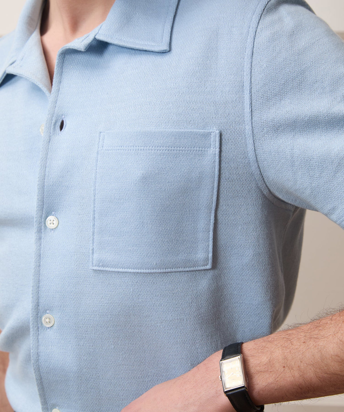 Todd Snyder Italian Linen-Cotton Knit Shirt - Morning Tide