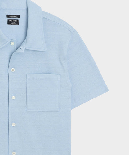 Todd Snyder Italian Linen-Cotton Knit Shirt - Morning Tide