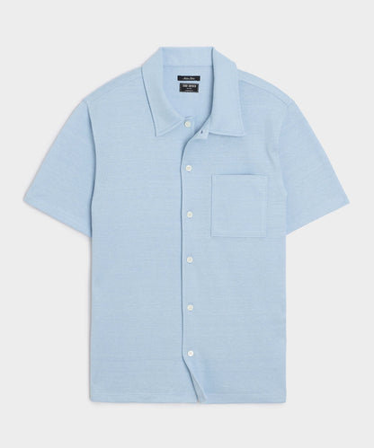 Todd Snyder Italian Linen-Cotton Knit Shirt - Morning Tide