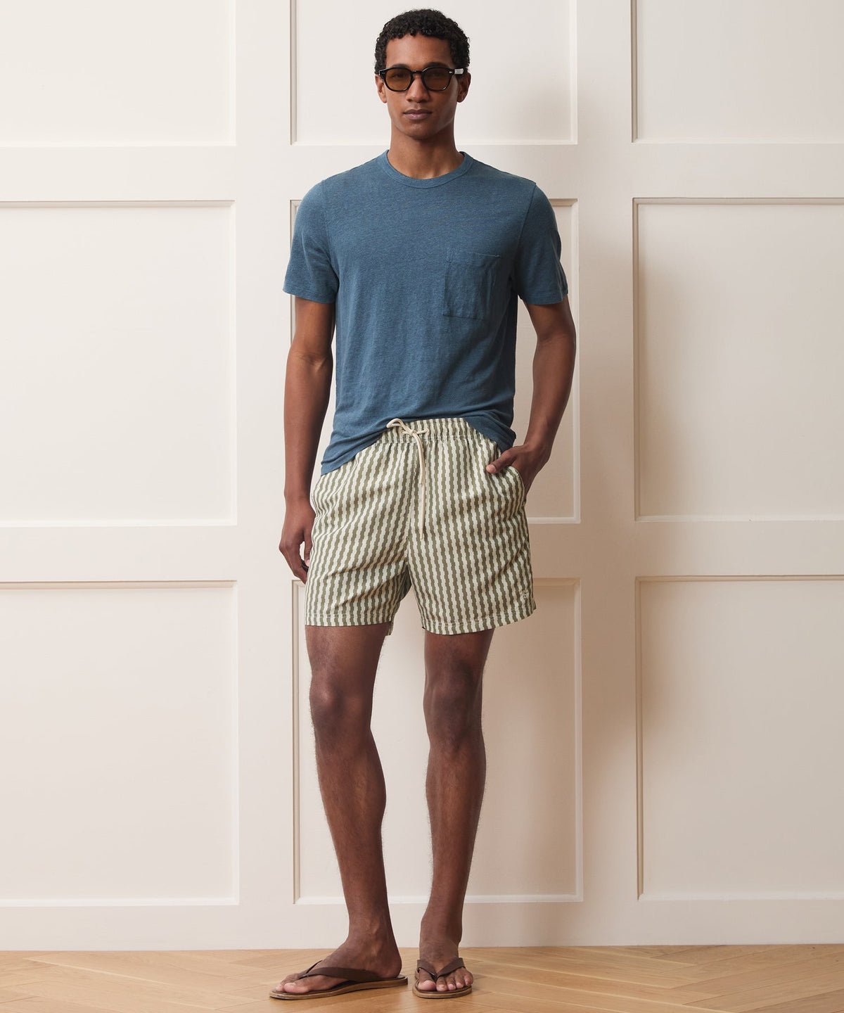 Todd Snyder 5" Montauk Swim Trunk - Olive
