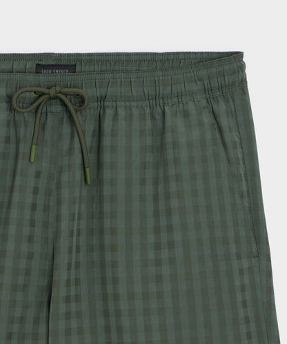 Todd Snyder 5" Seersucker Montauk Swim Trunk - Olive