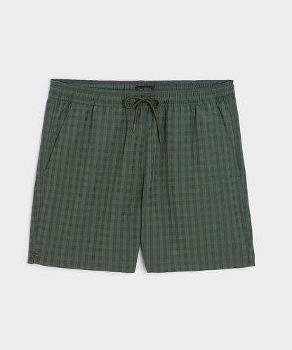 Todd Snyder 5" Seersucker Montauk Swim Trunk - Olive
