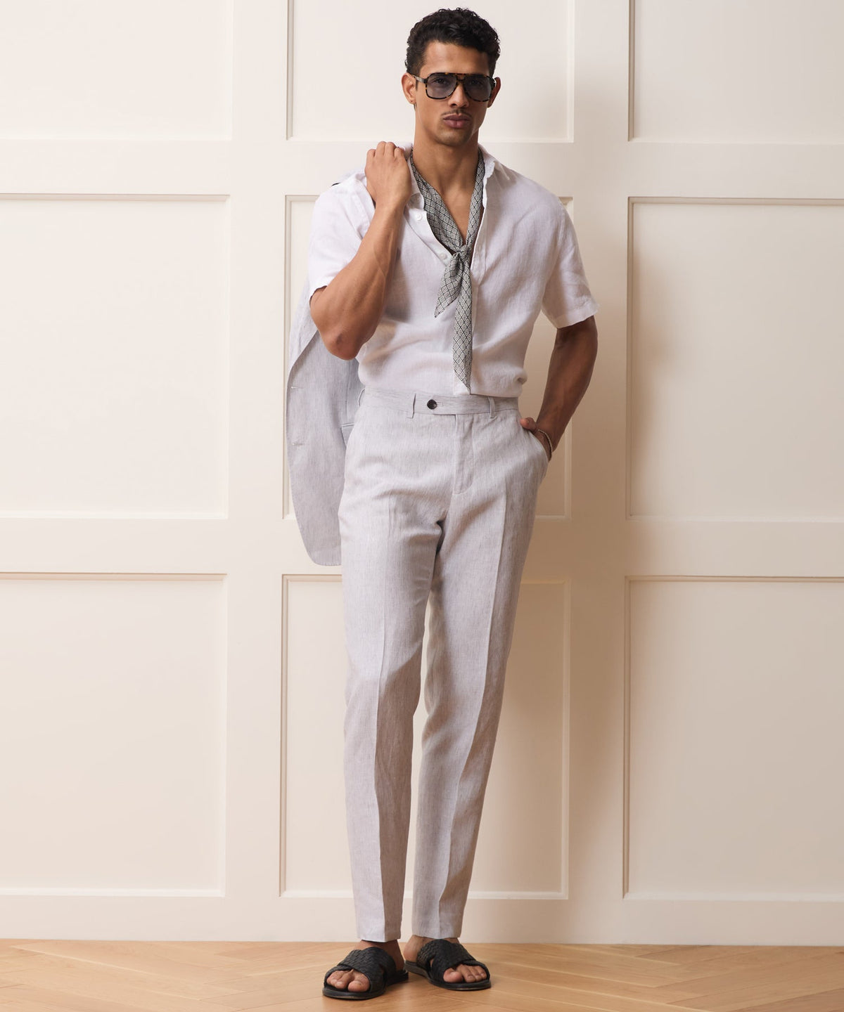 Todd Snyder Italian Linen Sutton Trouser - Light Grey