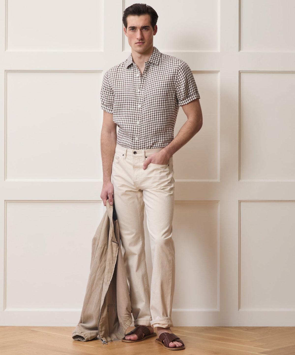 Todd Snyder Linen Point Collar Shirt - Brown