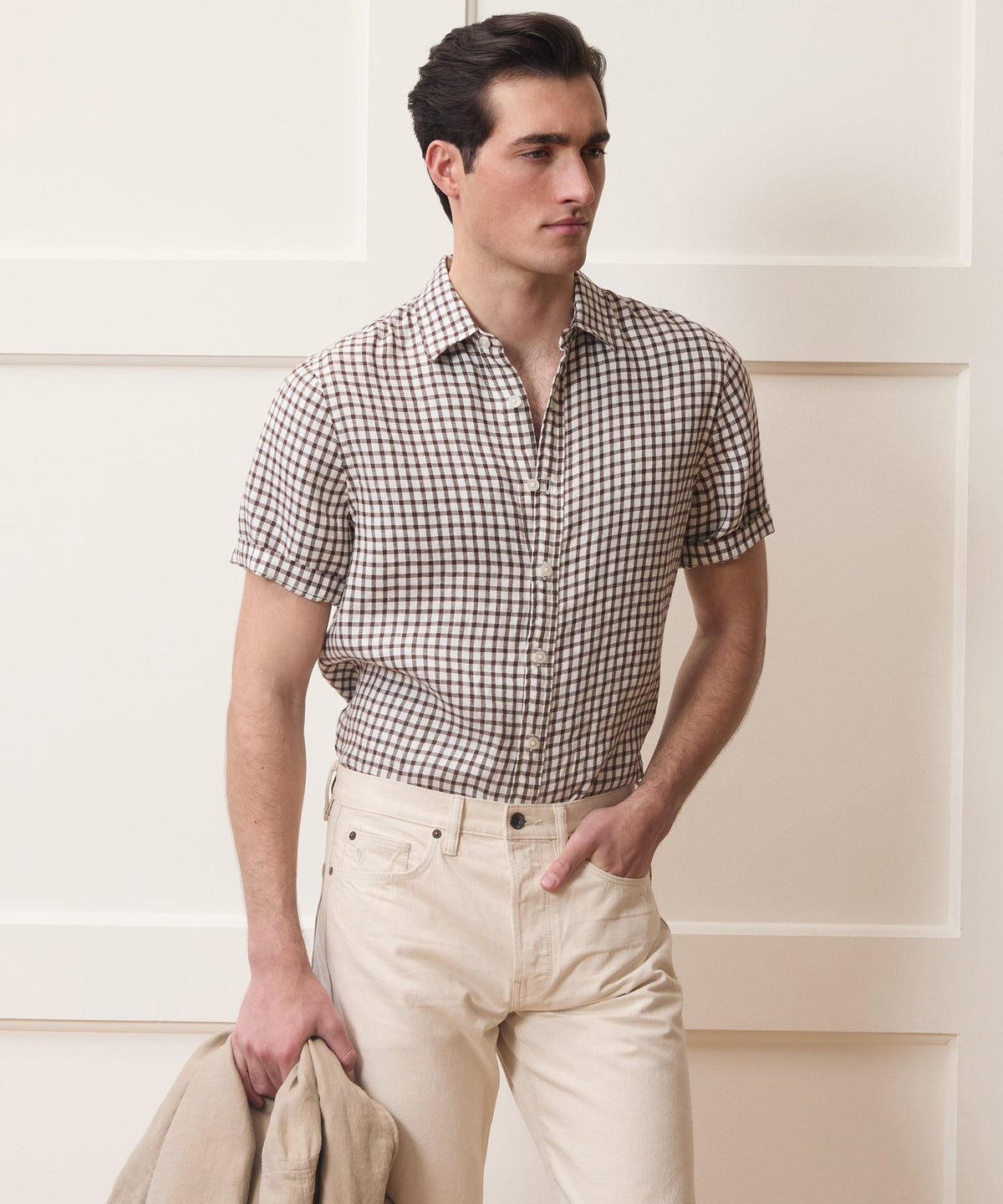Todd Snyder Linen Point Collar Shirt - Brown