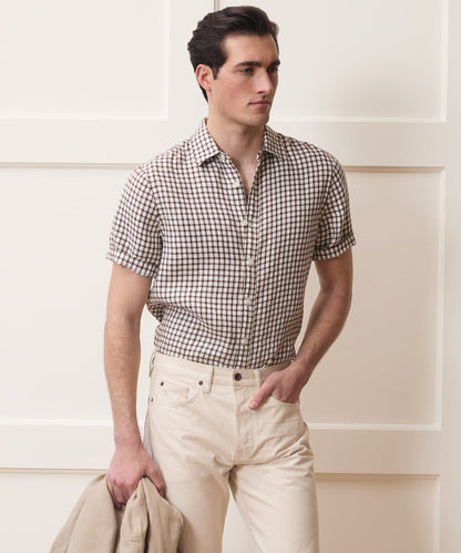 Todd Snyder Linen Point Collar Shirt - Brown