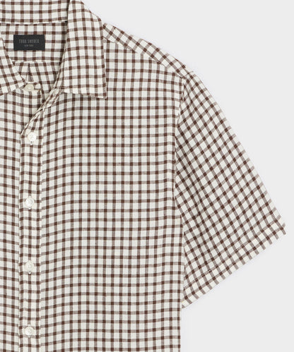Todd Snyder Linen Point Collar Shirt - Brown