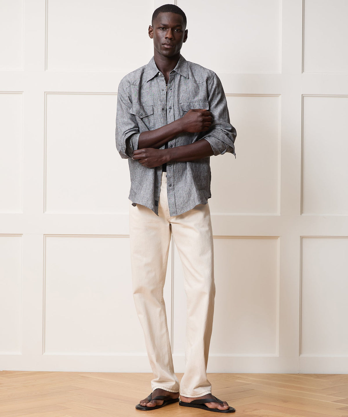 Todd Snyder Linen Western Shirt - Black