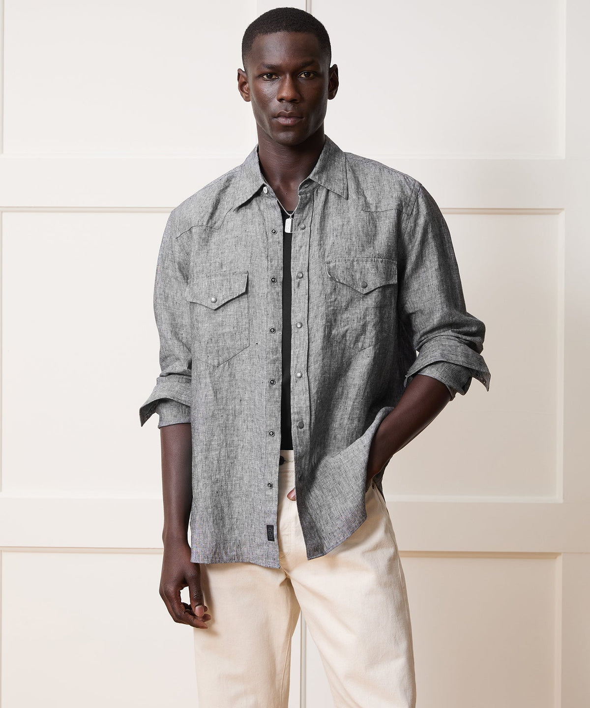 Todd Snyder Linen Western Shirt - Black