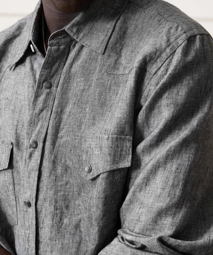 Todd Snyder Linen Western Shirt - Black