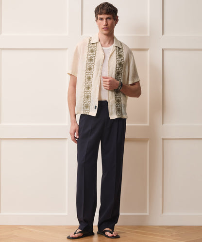 Todd Snyder Embroidered Voile Capri Shirt - Beige