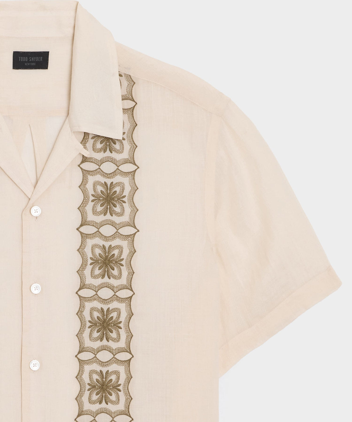 Todd Snyder Embroidered Voile Capri Shirt - Beige