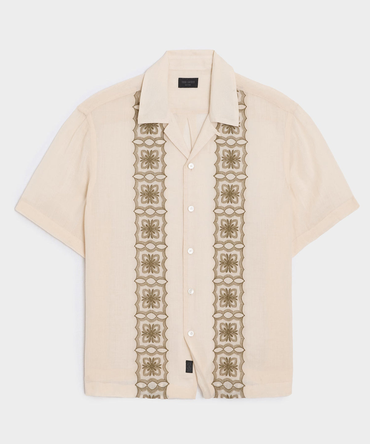 Todd Snyder Embroidered Voile Capri Shirt - Beige