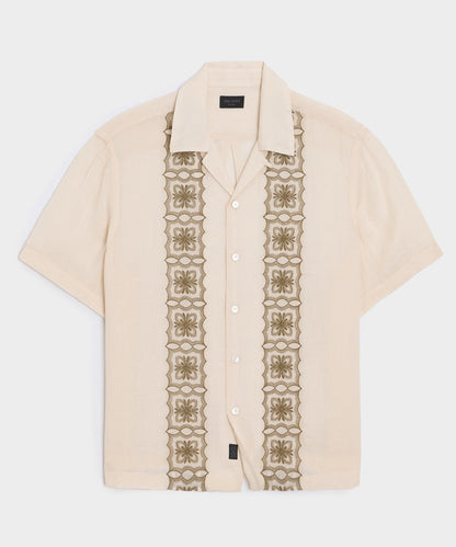 Todd Snyder Embroidered Voile Capri Shirt - Beige