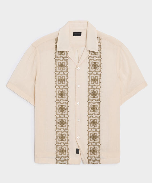 Todd Snyder Embroidered Voile Capri Shirt - Beige