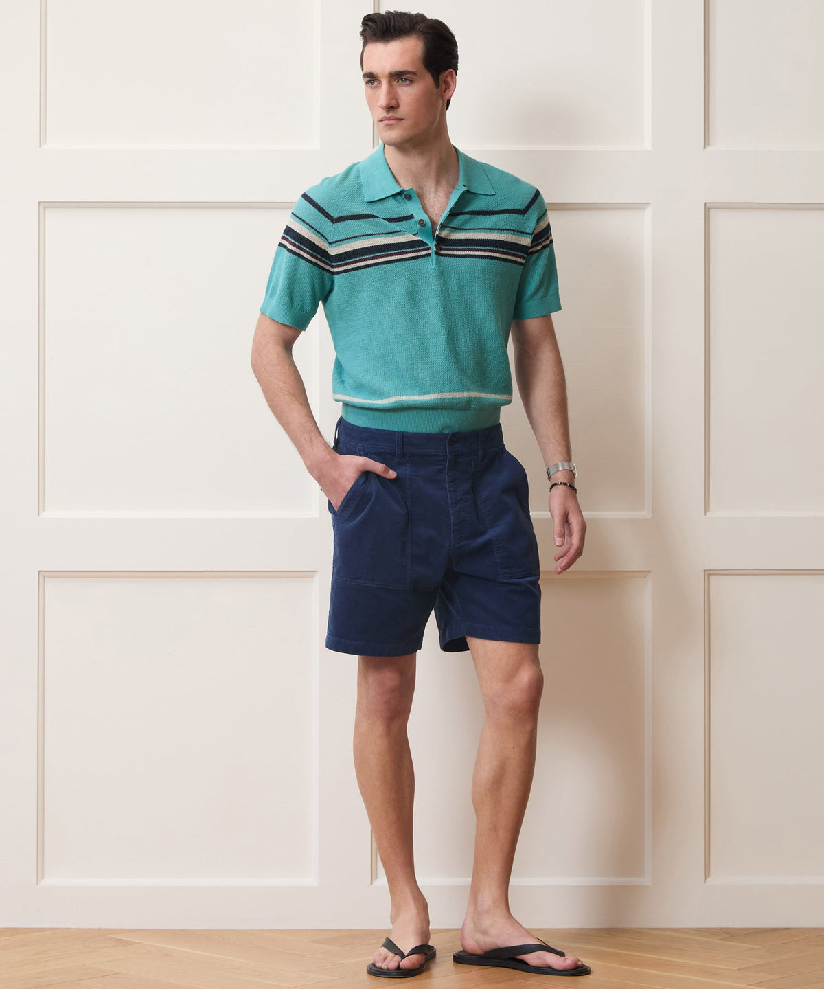 Todd Snyder Clemente Sweater Polo - Blue Ridge