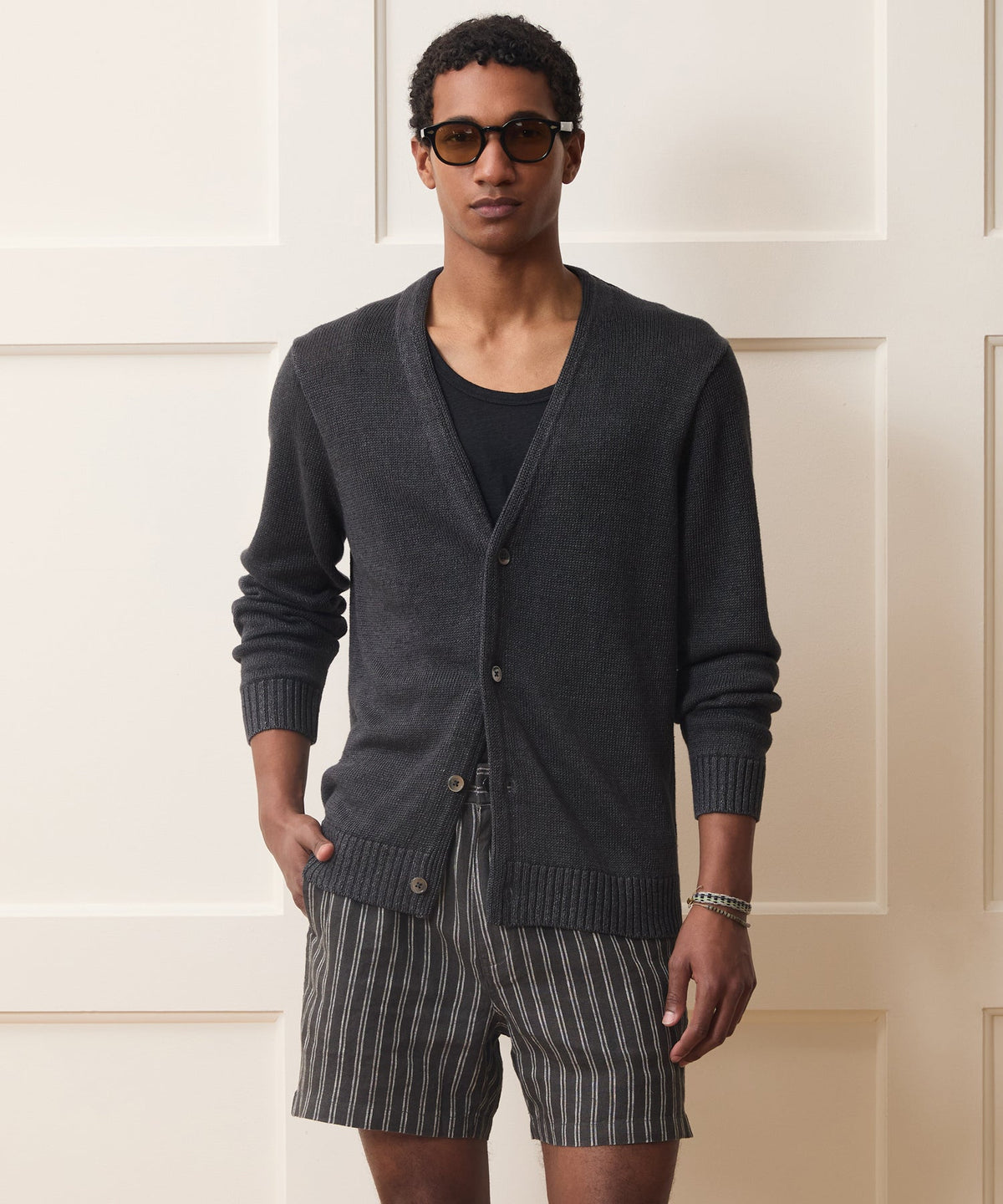 Todd Snyder Linen Cardigan - Black
