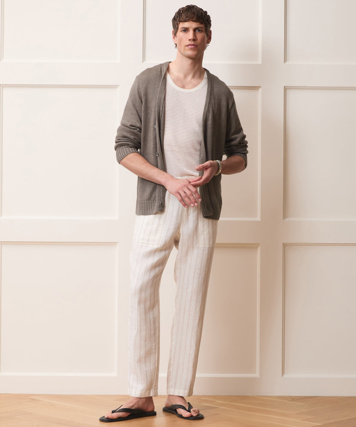Todd Snyder Linen Cardigan - Weathered Timber