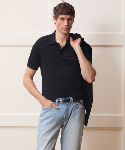 Todd Snyder Silk-Cashmere Montauk Sweater Polo - Black