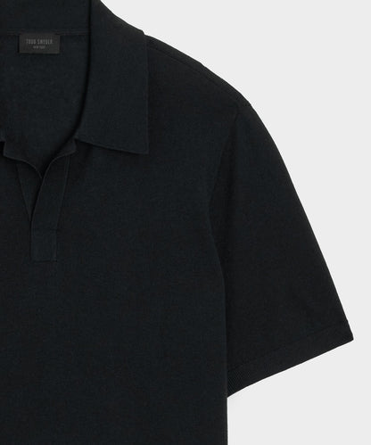Todd Snyder Silk-Cashmere Montauk Sweater Polo - Black
