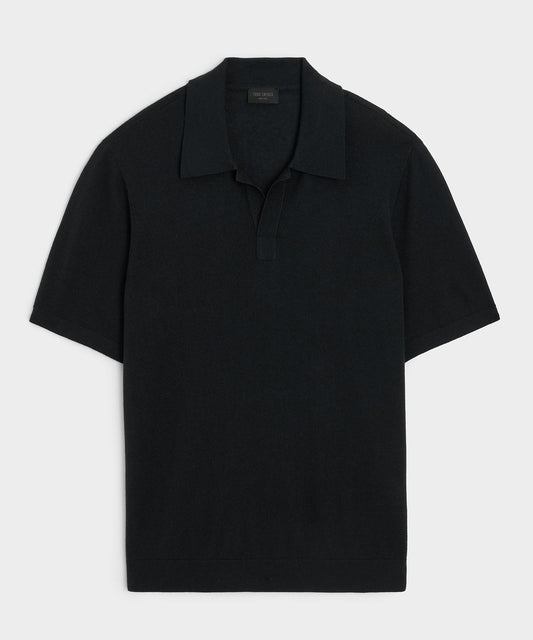 Todd Snyder Silk-Cashmere Montauk Sweater Polo - Black