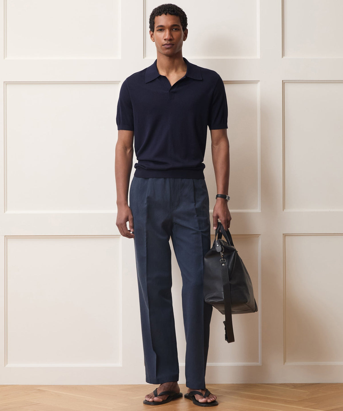 Todd Snyder Silk-Cashmere Montauk Sweater Polo - Navy