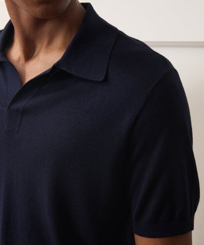 Todd Snyder Silk-Cashmere Montauk Sweater Polo - Navy