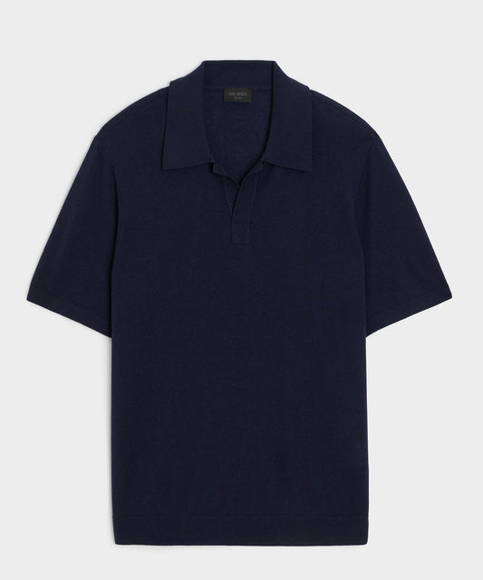 Todd Snyder Silk-Cashmere Montauk Sweater Polo - Navy