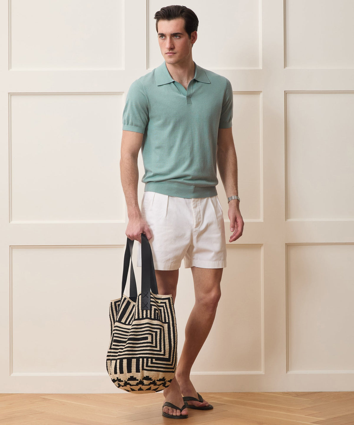 Todd Snyder Silk-Cashmere Montauk Sweater Polo - River Mist