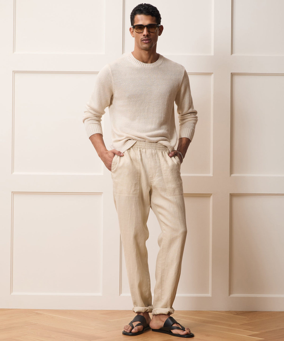 Todd Snyder Linen Crewneck Sweater - Bisque