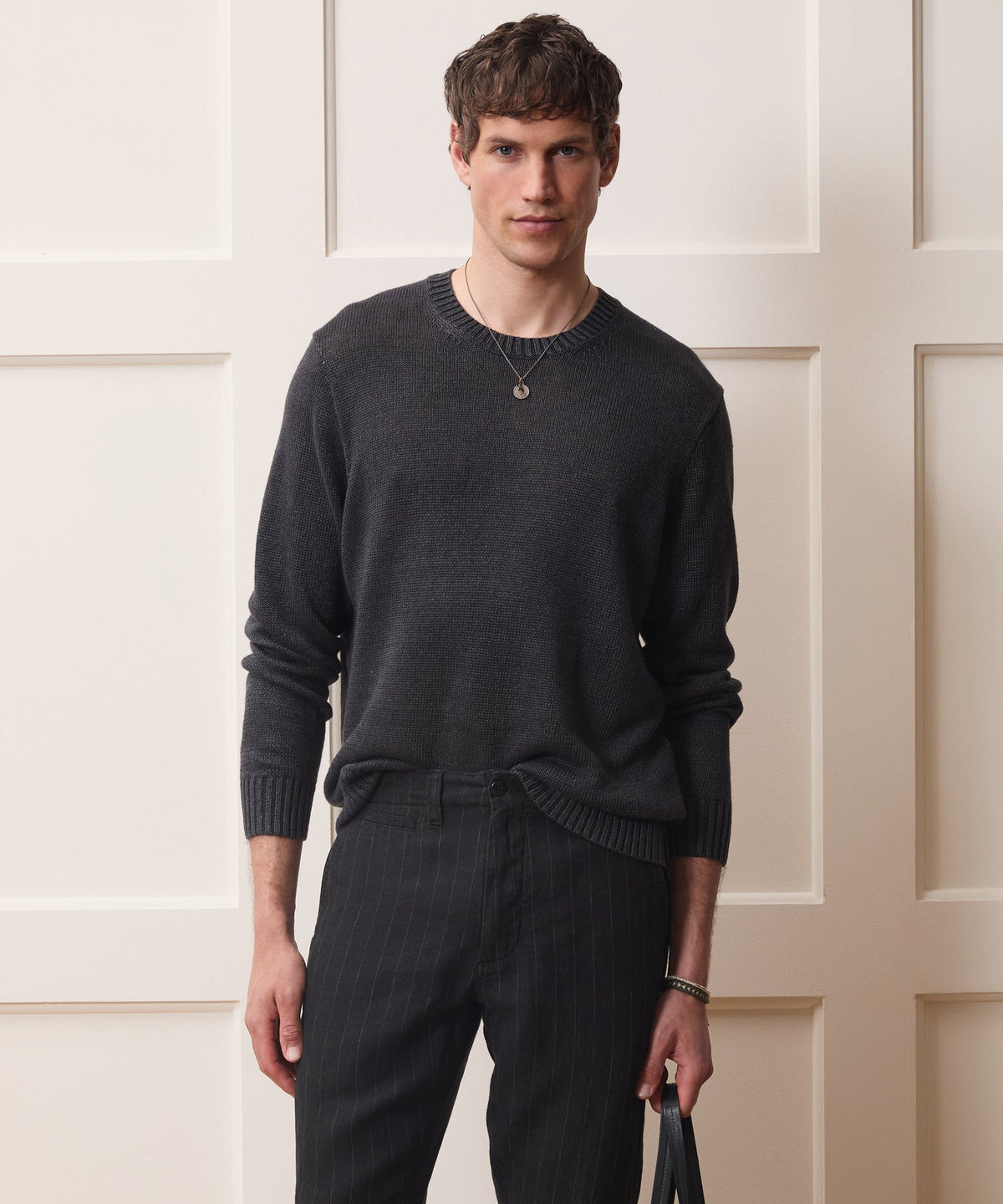 Todd Snyder Linen Crewneck Sweater - Faded Black