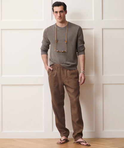 Todd Snyder Linen Crewneck Sweater - Weathered Timber