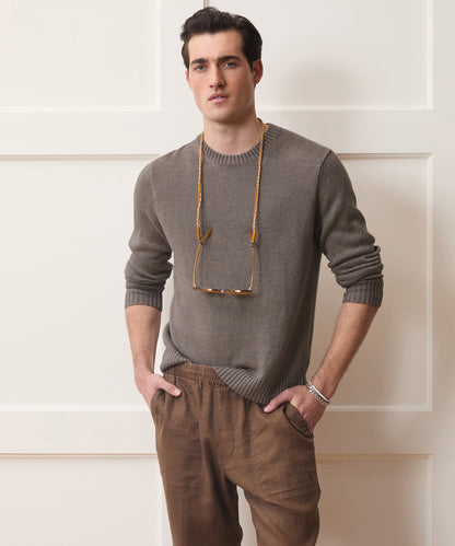 Todd Snyder Linen Crewneck Sweater - Weathered Timber