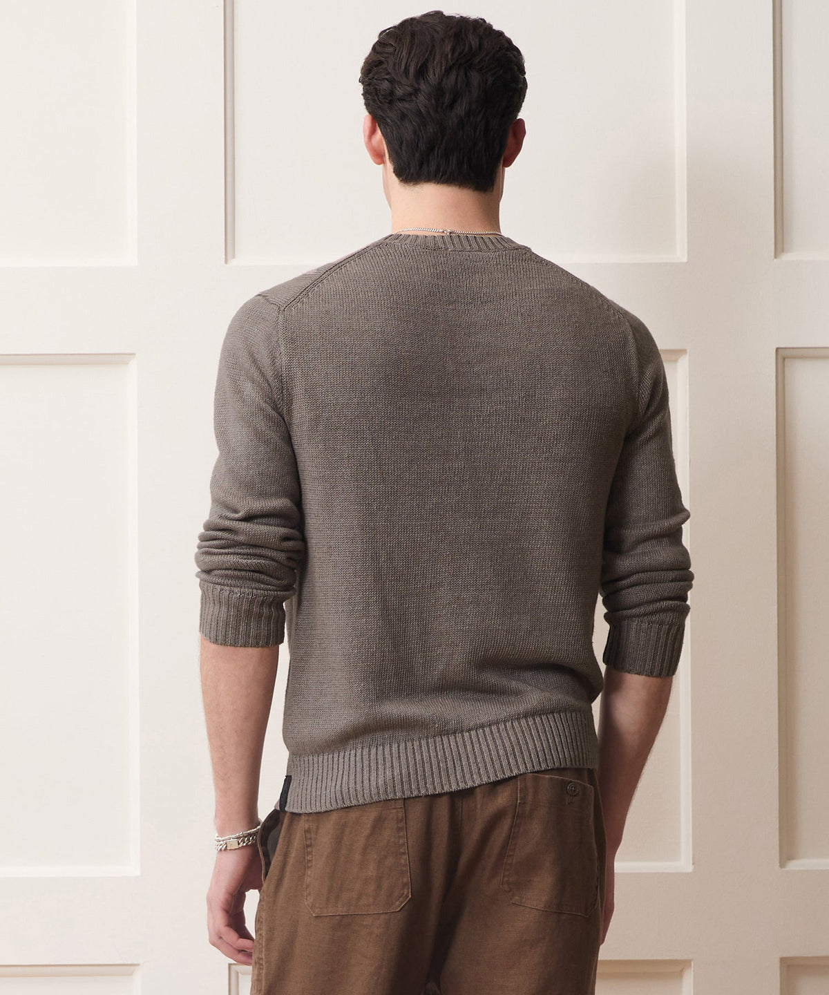 Todd Snyder Linen Crewneck Sweater - Weathered Timber