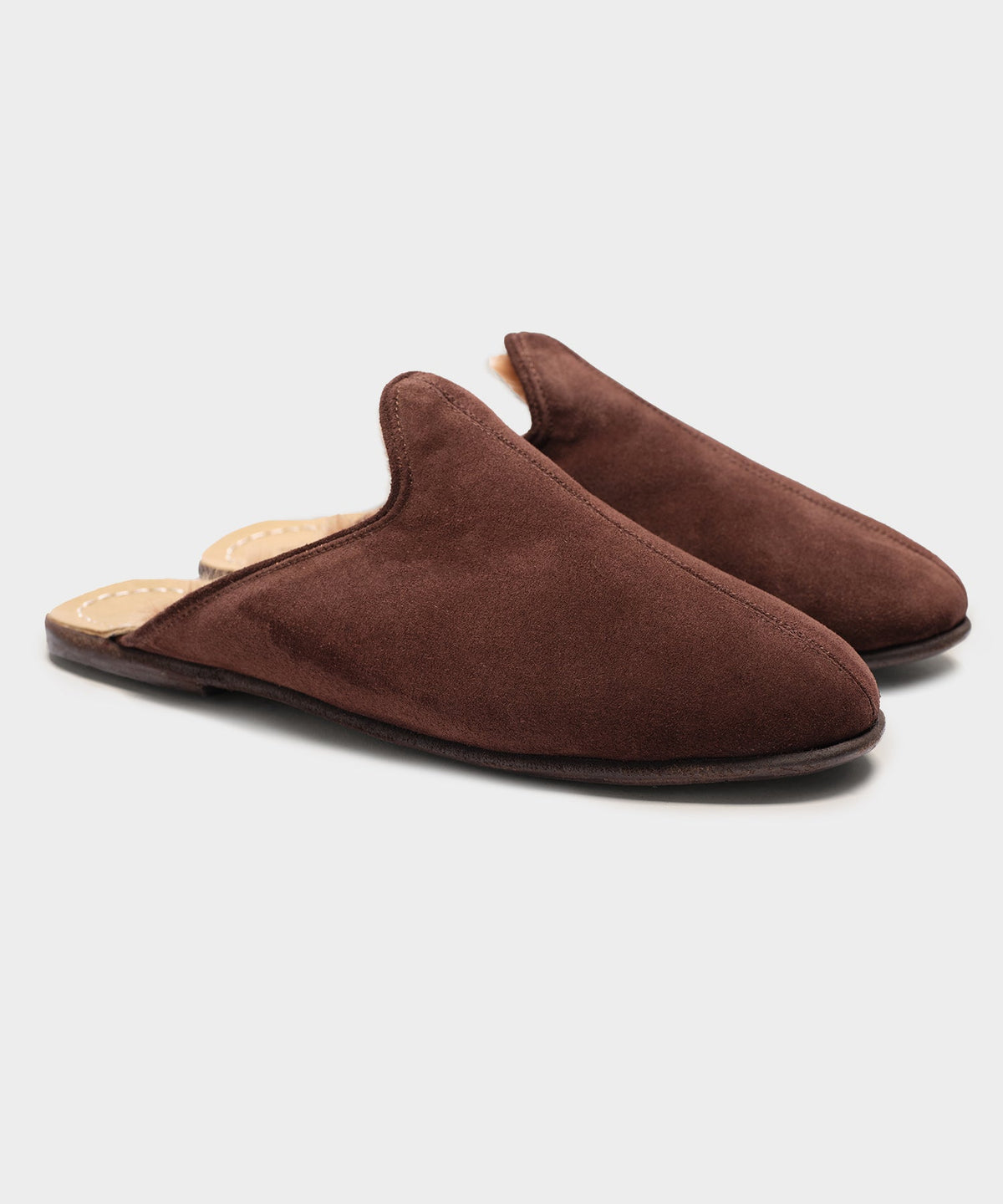 Todd Snyder Sabah Baba Suede Shearling Slide - Dark Brown