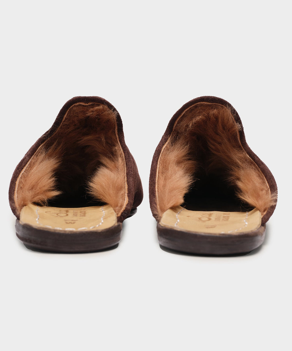 Todd Snyder Sabah Baba Suede Shearling Slide - Dark Brown