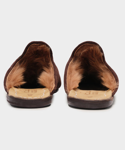 Todd Snyder Sabah Baba Suede Shearling Slide - Dark Brown