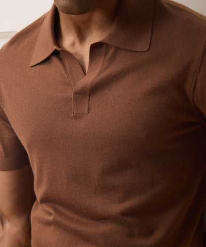 Todd Snyder Silk-Cashmere Montauk Sweater Polo - Weathered Oak